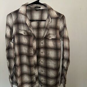 Eddie Bauer Brown Plaid Casual Shirt